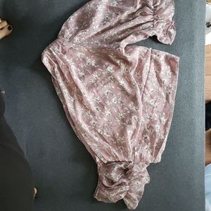 Purple One Shoulder Blouse with flower design